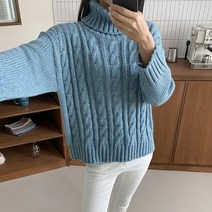 [천삼백케이] [오슈] 여성 따뜻하고 러블리한 꽈베기 짜임 목폴라 터틀 니
