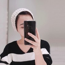 짜임 니트 와이드 헤어밴드 넓은 머리띠 A크림