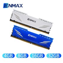 ENMAX 듀얼 채널 DIMM 메모리 램 데스크탑용 DDR4 RAM 인텔 방열판 4G 8GB 16GB 32GB 2400MHz 2666, 한개옵션1, 14 16GBx2 3200Mhz Blue