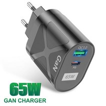 65w 고속 충전기 65W 질화 갈륨 USB 충전기 PD 스마트 빠른 휴대 전화 헤드 QC3.0 노트북 범용 Gan 소스, 02 EU 65W Plug Black