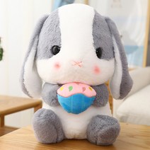 Meainna 긴 귀가 달린 귀여운 토끼 봉제 바디필로우 쿠션, 그레이/케익