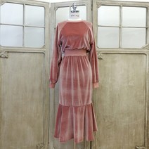 이힝 고급 머메이드 밴딩 겨울 벨벳 롱원피스