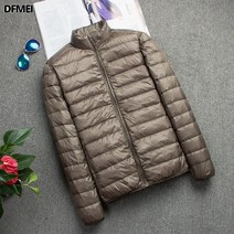 DFMEI 남성 경량 다운 하이넥 숏 얇은 후드 빅사이즈 코트