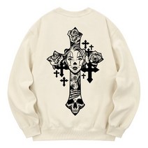 KAN6312 KMC0022 치카노크로스 기모 맨투맨 - 크림