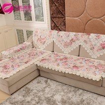 쇼파 천갈이 비용 흙침대 패드 유럽식 소파 쿠션 사계절 미끄럼 방지 패브릭 목가적 인 레이스 가죽 소파 커버 맞춤, 꽃말, 90240cm 소파 쿠션