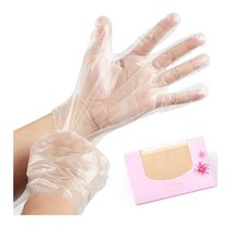 한국산 일회용 투명 플라스틱 장갑 100개 요리 청소 음식 취급용 폴리에틸렌 작업 SoltreeBundle 오일 블로팅 페이퍼 포함