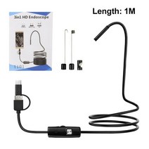내시경 카메라 타입-C 안드로이드 Borescope 검사 USB 방수 케이블 윈도우 7MM 조절 6led, 01 Black_01 1M