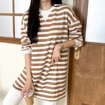 [오버나인] 여성 삼각패치 롱 단가라 루즈핏 티셔츠