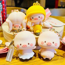 디아픽 애니멀 키홀더 귀여운 돼지 키링 가방 자동차 열쇠고리 선물, 오토바이