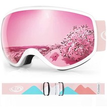 Findway 아동용 스키 고글 스노보드 고글 남아 여아 유아용 만 3-14세, White Frame Pink Silver Lens(v