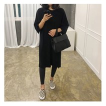 데일리 언발 트임 니트 롱 원피스 맘룩 스판원피스 박시원피스