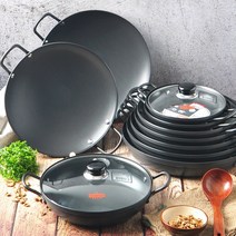 경질 코팅 전골냄비 부대찌개 매운탕 곱창 감자탕 찌개 업소용 식당 탕냄비, 블랙, 14-경질 전골냄비 28
