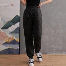 우모바지 여자 남자 등산복 등산 여성 남성 패딩 탄성 허리 코튼 다운 솔리드 컬러 캐주얼 따뜻한 겨울 두꺼운 하렘 특대 스웨트 팬츠 --SION