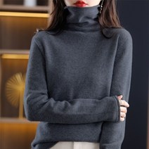 RONGYI SpringAutumn Women 100% 울 스웨터 하이 엔드 퍼스트 라인 기성복 니트 풀오버 루스 터틀넥 캐시미어