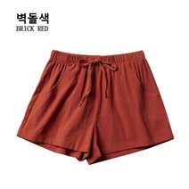 LING YUE 여자 반바지 여름 밴딩 린넨 넓적다리 바지