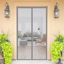 자석식 방충망 모기장 자석 현관 스트라이프 모기장 촘촘한 현관 방문 모기장 자석 자동 음소거 끄기, 그레이A