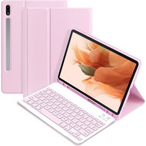 갤럭시탭s8플러스 탭s7플러스 탭s7fe 블루투스키보드케이스, 베이비핑크, 일반형블루투스키보드케이스