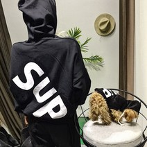 왓츠업 강아지옷 커플룩 후드티, 핑크