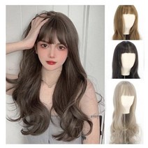 2023 긴머리 웨이브 통가발 롱 자연스러운 전체 롱 가발 5칼라, 블랙