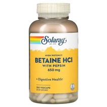고효능 베타인 HCl 펩신 함유 650mg 베지 캡슐 250정, 100 카운트