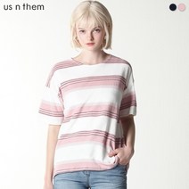 [어스앤뎀] [US N THEM] 툴스 스트라이프 믹스 티셔츠 (남녀공용) (택가격3980