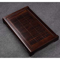 차판 다기 트레이 퇴수기 우드 사작 쟁반 주방용품, 흑단 40x26x6.5cm