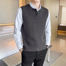 ANKRIC 니트 스웨터 조끼 가을 브랜드 V 넥 민소매 조끼 남성 봄 양복 조끼 니트 스웨터