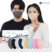 인디에어 유어핏 패션 새부리형 컬러 마스크 대형 M, 25개입, 4개, 그레이