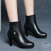 도오빠 리두엘 여성 가죽 부츠 힐 7cm 하이힐 앵클 숏 부티 미들 가보시 여자앵클부츠