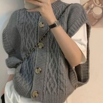 오굿초이스 옅트임 꽈배기 오퍼핏 니트조끼