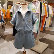 오후 남녀공용 아웃도어 데님 점프수트