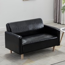 가죽 소파 쇼파 2인용 사무실 응접실 로비 편한 푹신한 작은 소형 미니, 1300mm, 블랙