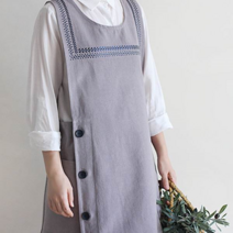 [미공간] 패턴자수 원피스 앞치마 (3color) 어린이집 단체유니폼, 블루