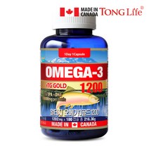 Canada 캐나다정품-통라이프-rTG알티지오메가3골드-1200+비타민D 6개월분-혈행 기억력개선 칼슘과인흡수에도움-1병, 1병