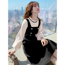 ANYOU 여성 니트원피스 롱 루즈핏 원피스