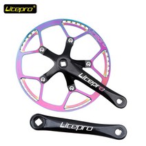 디스크크랭크 자전거 자전거암 교체 세트 자전거부품 용품 튜닝 Litepro 접이식 자전거 BMX 사각 구멍 너비 이빨 48/50/52/54/56/58T 싱글 디스크 체인 휠, 58톤, 무지개 크랭크축 상자