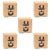 5pcs 4 인치 크래프트 종이 사탕 상자 명확한 창 크리스마스 눈송이 나무 엘크 패턴 베이커리 페이스트리 케이크 용기, 크리스마스 사슴 오프닝 창