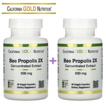 (1+1) 캘리포니아골드뉴트리션 CGN 비 프로폴리스 추출물 bee propolis 2x 500mg 90정 베지캡슐 2팩, 2개