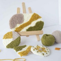 솜씨키트 펀치니들 미니 러그 티코스터 DIY 만들기 재료 취미 패키지 집콕 자수용품 키트 세트, 기본패키지, 추가하지 않음