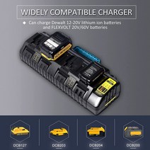 디월트충전기 호환 For Dewalt 14.4V 18V 20V Lithium Battery Charger DCB104 Li-Ion DCB118 DCB200(only, 01 US