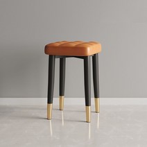 북유럽 심플 카페의자 화장대의자 모던방형스툴의자 스툴 방형의자 바의자, 오렌지, 골드 의자 다리+걸상