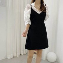 여리핏 끈 나시 레이어드 뒷 리본 미니 원피스