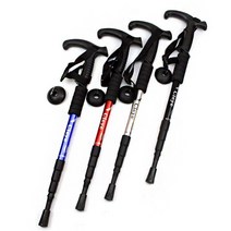 스프링 내장 안전 충격 흡수 등산 필수품 스틱 _ 239859EA, 일자스틱_실버