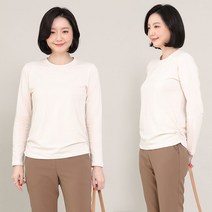 애비뉴투지 애비뉴투지 엄마옷 모찌 면 스판 베이직 이너 봄 가을 셔링 티셔츠 A09123