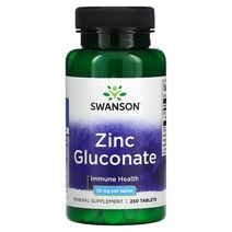 SWANSON ZINC GLUCONATE 30 MG 250 TABLETS, 단색, 한 사이즈