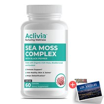 Aclivia Sea Moss 유기농 아일랜드 바다이끼 보충제 60캡슐 +기프트