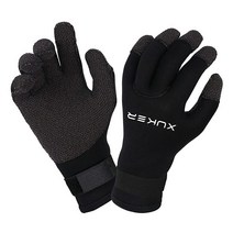 XUKER 워터 장갑 3mm 및 5mm 네오프렌 다섯 손가락 따뜻한 잠수복 겨울 장갑 스쿠버 다이빙 스노클링 패들링 서핑 카약 카누 스피어피싱 스키용 (3mm-블랙 L)