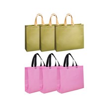 에클리츠 단색 코팅 부직포 쇼핑백, 카키+핑크(대), 6개입