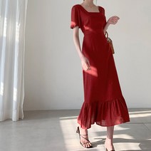 블링앤수 반팔 린넨 리본 롱 원피스 LZZ168