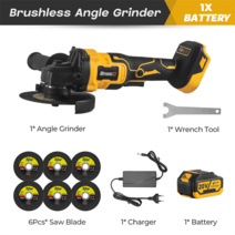 무선 충전 핸드 그라인더 브러시리스 전동 앵글 그라인더 125mm M14 리튬 이온 배터리 커팅 머신 마끼다 18V 배터리용 공구, CHINA, with 1 battery, EU, 3.with 1 battery - EU